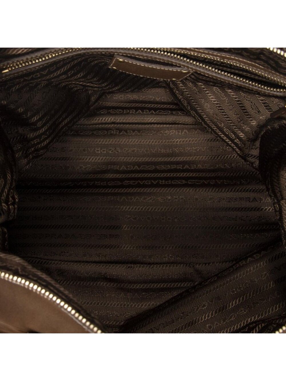 Prada Zip Shopping Tote Brown Nylon Canvas - Picture 9 of 10